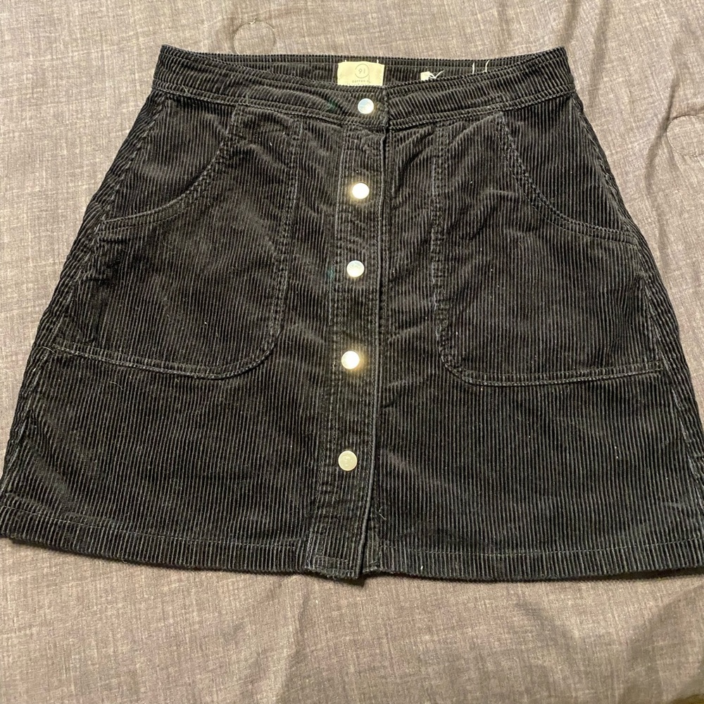 ❤️ Black Button Down Corduroy Skirt